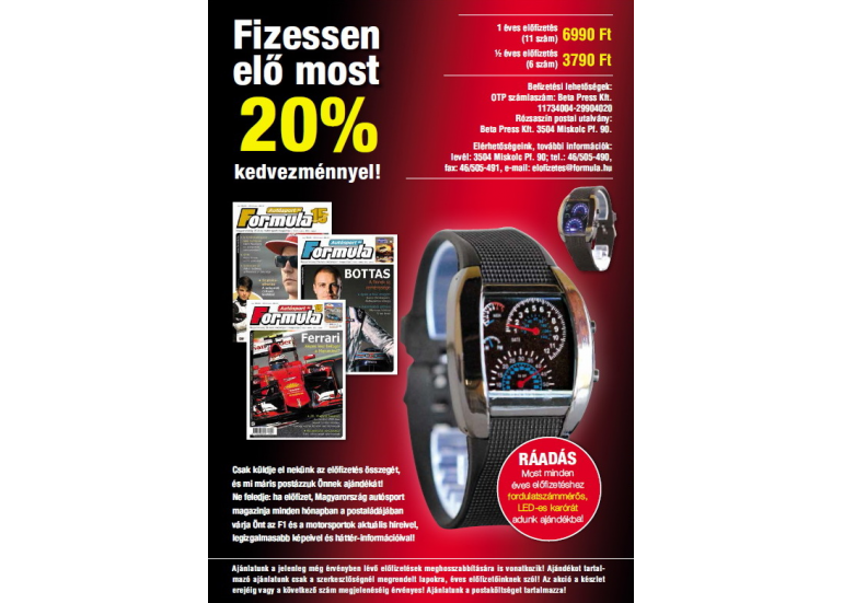 Autósport és Formula Magazin előfizetési akció